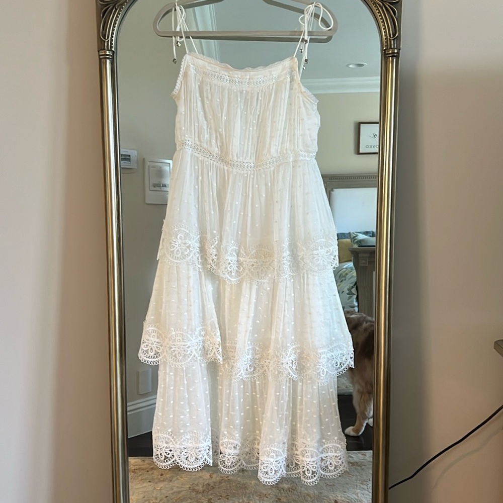 Zimmermann size 2 (US6) white dress eyelet lace details, tie shoulders